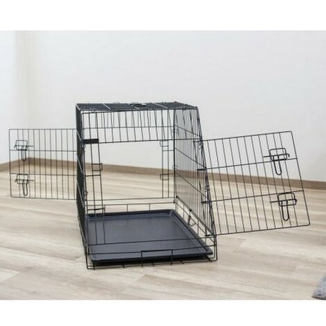 Cage de transport métal pliante pour chiens et chats avec pan incliné  Désignation : Cage de transport