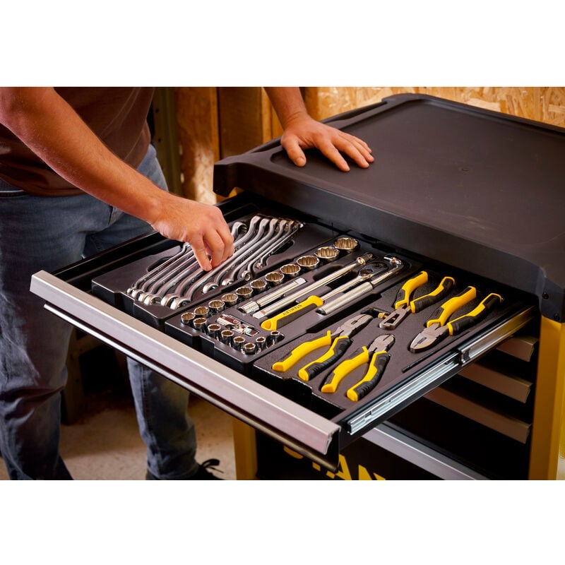 Servante d'atelier 3 tiroirs + rangement + 101 outils accessoires inclus  garage