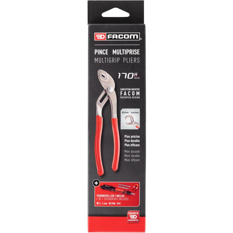 Pince Multiprise FACOM 170APB - 8 Positions, Rivet Renforcé, Gaines PVC - Fabriqué En France