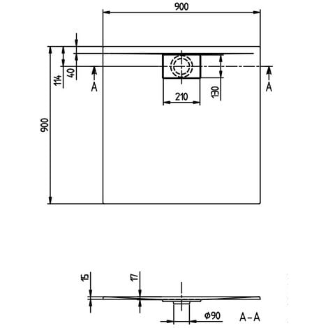 Villeroy & Boch Architectura MetalRim, Receveur de douche carré 900x900x15mm acrylique blanc