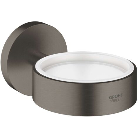 Grohe – Cadre support mural pour porte-savon – Métal finition Hard Graphite brossé – Fixations encastrées – Dimensions 72x54x107mm