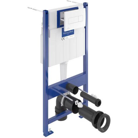 Villeroy & Boch – Bâti-support WC sol-mur avec plaque de déclenchement 3/6L – Cadre rigide avec pieds réglables – Réservoir isolé et trappe de visite