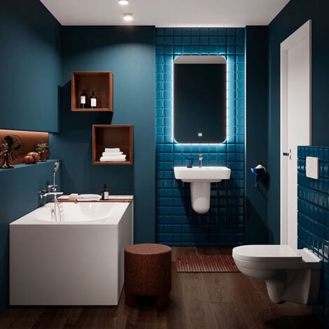 Villeroy & Boch Bâti-support sol-mur + plaque de déclenchement Blanche + Cuvette suspendue O.Novo