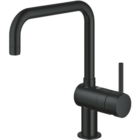 Grohe – Mitigeur évier cuisine bec U Phantom Black – Monocommande monotrou – Débit 11,5 l/min – Cartouche céramique 46 mm – 32488KF0