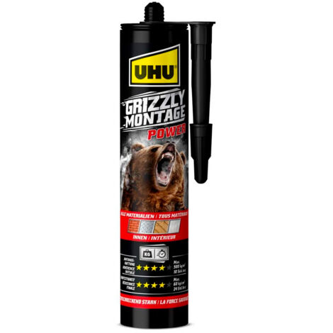 Colle acrylique ultra forte 370g – Prise initiale 500 kg/m² en 10s – Pour surfaces poreuses bois, béton, céramique – Montage rapide – UHU