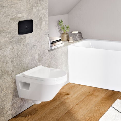 Villeroy & Boch Architectura, Cuvette suspendue sans bride TwistFlush, abattant amovible frein de chute