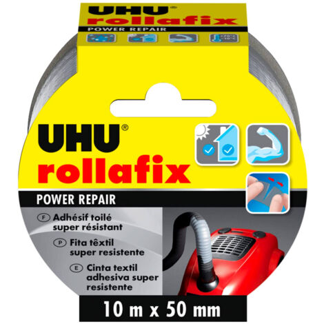 Ruban adhésif toilé waterproof 10m x 50mm – Résistant aux UV – Pour surfaces béton, métal, bois – Applications intérieures et extérieures – UHU (1/5)