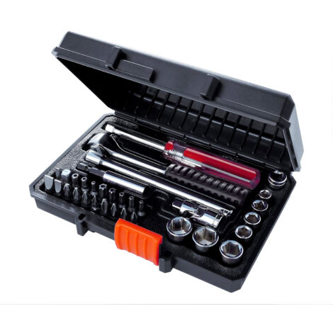 Black & Decker – Coffret cliquet et douilles 33 pièces – 1 clé à cliquet auto – Embouts de vissage pour entretien automobile – A7142XJ