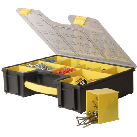 Stanley – Boîte de rangement pour outils 8 compartiments – Couvercle polypropylène haute résistance – Dimensions 42,3 x 10,5 x 33,4 cm – 192749