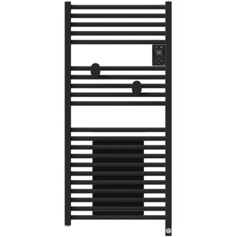 Thermor – Sèche-serviette électrique connecté Riva 5 – Soufflerie 1000W – Commande digitale avec écran LCD – Noir carbone – Montée rapide en température