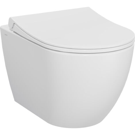 VitrA Pack WC Mia Round suspendu sans bride, fixations invisibles, abattant Slim déclipsable à fermeture douce (1/5)