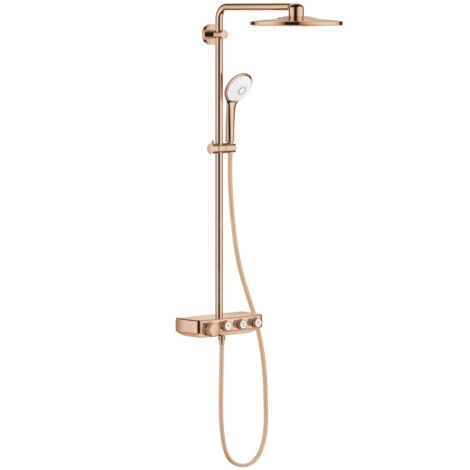 Grohe – Colonne de douche thermostatique 310 Duo – Thermostat mural SmartControl – 3 jets PureRain, ActiveRain, Massage – Finition bronze - 26507DA0