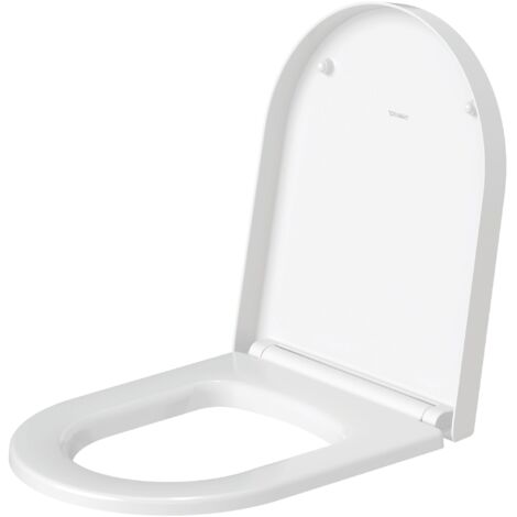 Duravit – Abattant WC Duroplast blanc avec amortisseur de fermeture – Charnières inox – Nettoyage facile avec boutons-poussoirs – Dimensions 374x458x56 mm