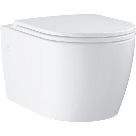 Grohe – Cuvette pour WC suspendu avec abattant SoftClose – Rimless – Porcelaine vitrifiée – Facilité de nettoyage – 103848SH00