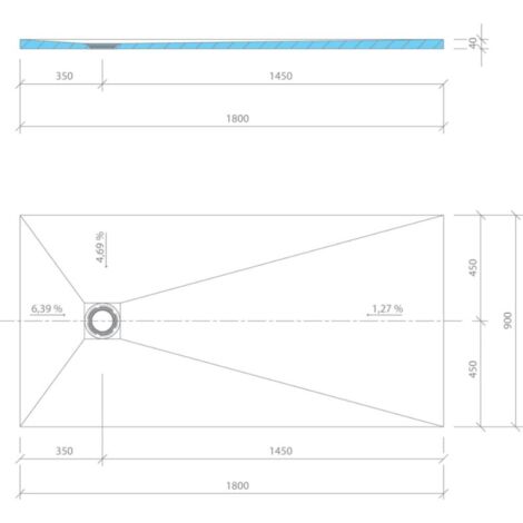 Receveur rectangle wedi Fundo Primo écoulement excentré 1800x900x40mm