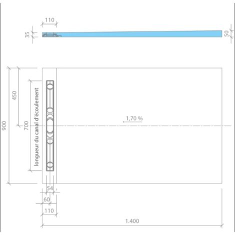 Receveur rectangle wedi Fundo Riolito Neo écoulement linéaire 1400x900x50mm