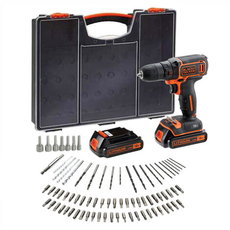 Black & Decker BDC718AS2O Perceuse visseuse s fil 18V 2 accus accessoires 80pcs (1/5)