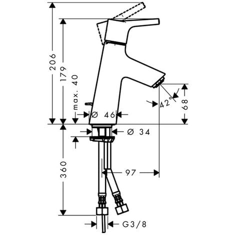 Robinet de salle de bain mitigeur bec bas noir H17cm GRIFO STUDIO