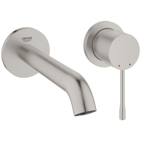 Grohe – Mitigeur lavabo mural 2 trous – Finition SuperSteel – Débit 5,7 l/min – Bec de 183 mm – Levier métallique – 19408DC1 (1/5)