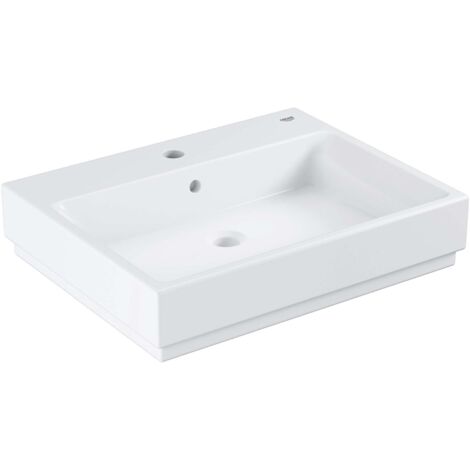 Grohe – Vasque à poser céramique anguleuse 600x490 mm – Finition blanche alpin – Traitement antibactérien PureGuard – Trop-plein inclus - 3947700H