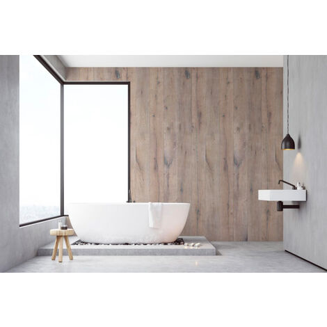 Roth – Panneau décoratif mural chêne mat 100 x 210 cm – Aluminium composite étanche – Installation rapide pour salle de bain – Résistance B2