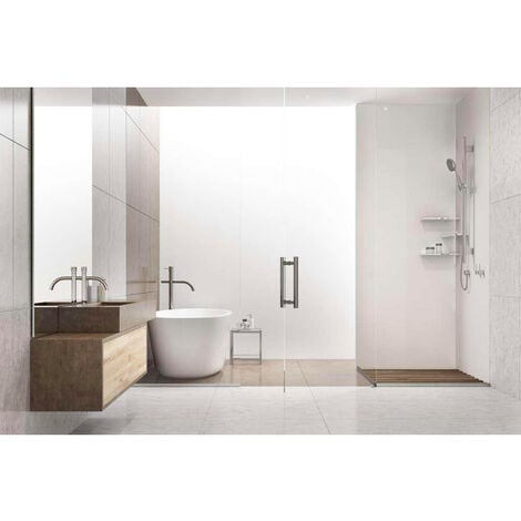 Panneau mural VIPANEL Rénovation rapide pour salle de bain, blanc mat perlé mat 100 x 255 cm, ep. 3 mm