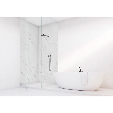 Roth – Panneau décoratif mural en aluminium composite 100 x 255 cm – Résistant à l'eau – Pose rapide pour salle de bain – Finition marbre classico mat