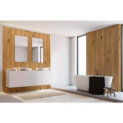 Roth – Panneau décoratif mural chêne sauvage finition velours 150 x 255 cm – Aluminium composite étanche – Installation rapide salle de bain