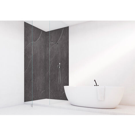 Panneau mural VIPANEL Rénovation rapide pour salle de bain, Aragon noir finition velours 150 x 255 cm, ep. 3 mm (1/4)