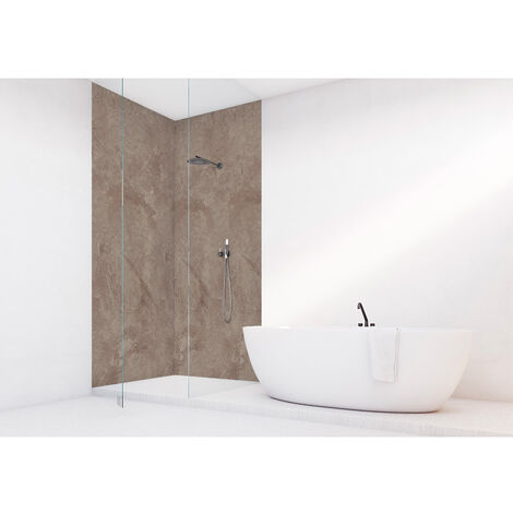 Roth – Panneau mural de douche marbre emperador finition velours 100 x 255 cm – Installation rapide sans profilé – Résistance aux températures – Étanchéité garantie (1/5)