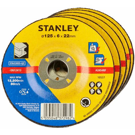 Disque à Tronçonner L'Aluminium Stanley 125x1.6mm - Aggloméré Pour Meuleuse 125mm, Alésage 22mm