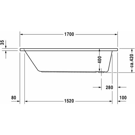 Duravit D-Code baignoire rectangulaire 1700 x 750 mm - Acrylique blanc