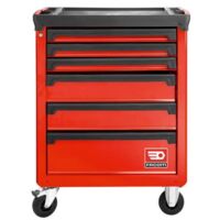 Facom – Servante d'atelier roulante 6 tiroirs rouge – Charge max 30kg par tiroir – Plan de travail polypropylène 800kg – Roues pivotantes avec frein