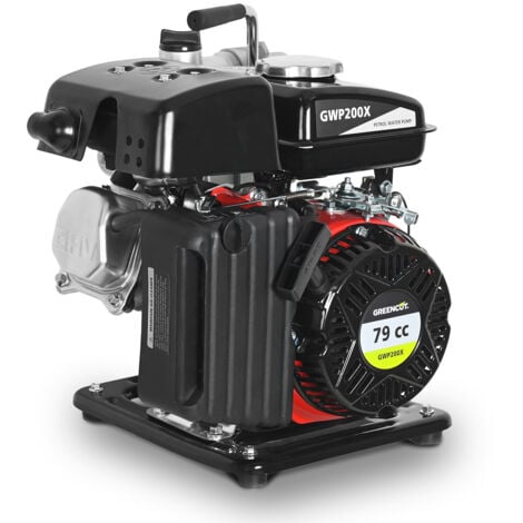 Motobomba para extraer y mover agua, 79cc, 2,6cv, caudal máxima caudal 12m3/h - altura máxima bombeo 18m -  GREENCUT GWP200X