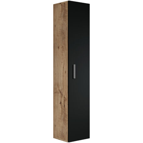 Columna de baño Pluto 30 x 30 x 150 cm - Roble Castaño con Negro