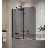 Mampara de baño Austin 120 x 140 cm - Cristal ahumado - Negro -