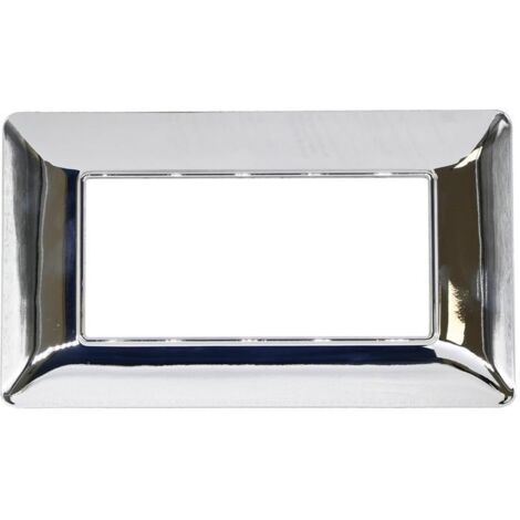 Placca 504 4 Posti Argento Cromo Lucido Compatibile matix M8004 T-4