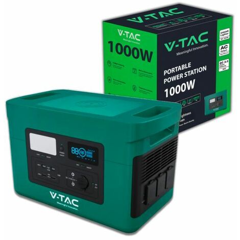 Power Station Portatile con Batteria di Accumulo LiFePO4 1024Wh AC:220V 1000W (Max. 1800W) con 3 Prese Schuko Ricaricabile con Alimentatore o Pannello Solare Fotovoltaico Portatile