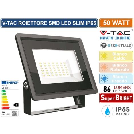 V-TAC Faro LED SMD 50W F-Series Colore Nero 4000K IP65 (1/10)
