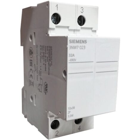 Portafusibile Siemens cilindrico 3NW7 2P 32A 10,3X38 2M 3NW7023 (1/4)