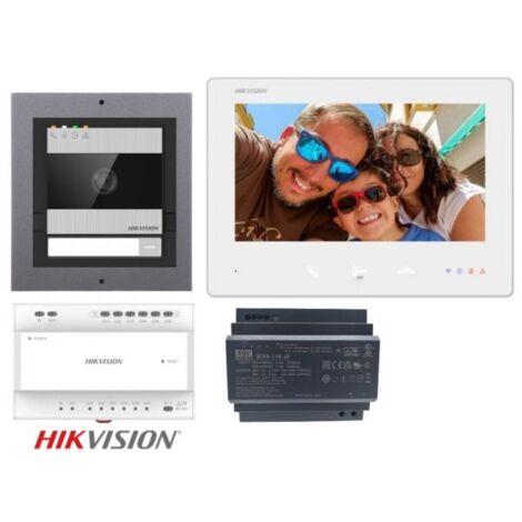 KIT Videocitofono Hik Vision monofamiliare Smart 2 Fili Monitor 7 pollici Wifi Bianco