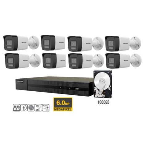 KIT VIDEOSORVEGLIANZA IP POE HIKVISION NVR 16 CANALI POE 8 TELECAMERE BULLET 6 MPX HDD 1TB (1/3)