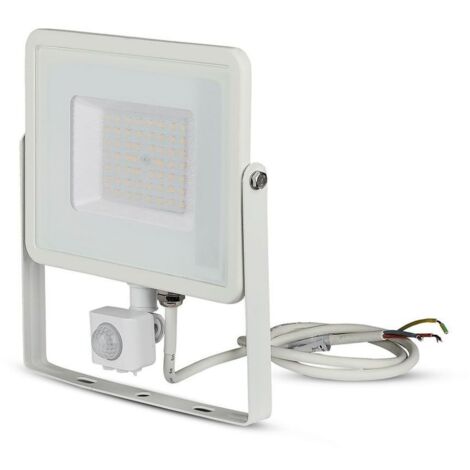 V-TAC VT-50-S-W Faro LED Chip Samsung 50W con Sensore di Movimento e Crepuscolare e Interruttore Manuale di Bloccaggio Colore Bianco 6400K IP65 SKU 468