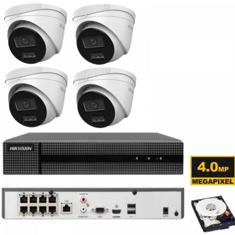 KIT videosorveglianza ip POE Hikvision Nvr 8 canali 4K 4 telecamere 4 MP Smart Hybrid microfono hdd 1TB (1/2)