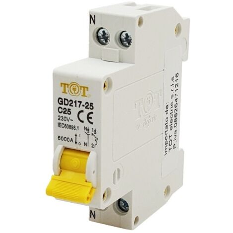 Interruttore automatico magnetotermico 1 DIN 1P+N 6 kA 6 10 16 20 25 32 40A ampere 16A (1/3)