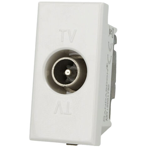 Presa TV Passante Maschio Bianco Compatibile Axolute