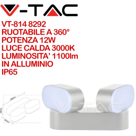 Lampada LED 12W da parete bianco teste ruotabili wall light bianco caldo 3000K IP65 - SKU 8292