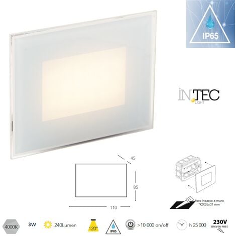 Faretto Segnpasso Incasso Scatola 503 LED SLAB Bianco 3W CCT Luce Calda Naturale Fredda Interno Esterno IP65