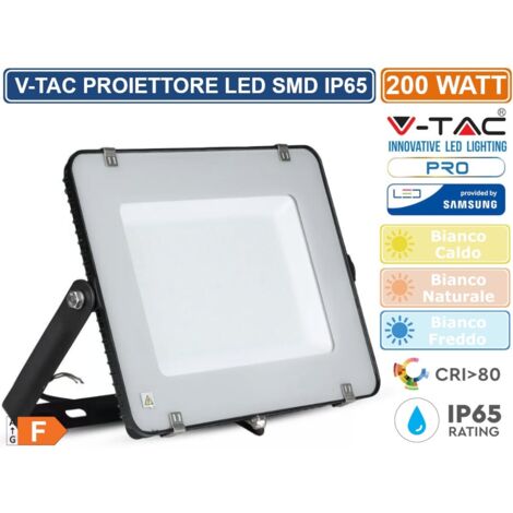 V-TAC PRO VT-200-B Faro LED SMD Chip Samsung 200W Colore Nero 6400K IP65 - SKU 419