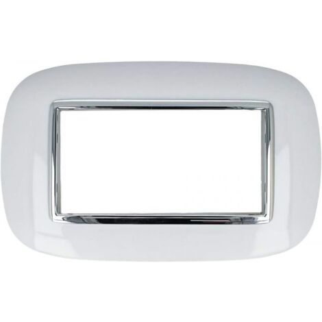 Placca Oval 504 4M Moduli Bianco Compatibile con Bticino Axolute